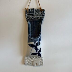 Blue and White Artisan Made Ceramic Wall Hanging/Pocket
